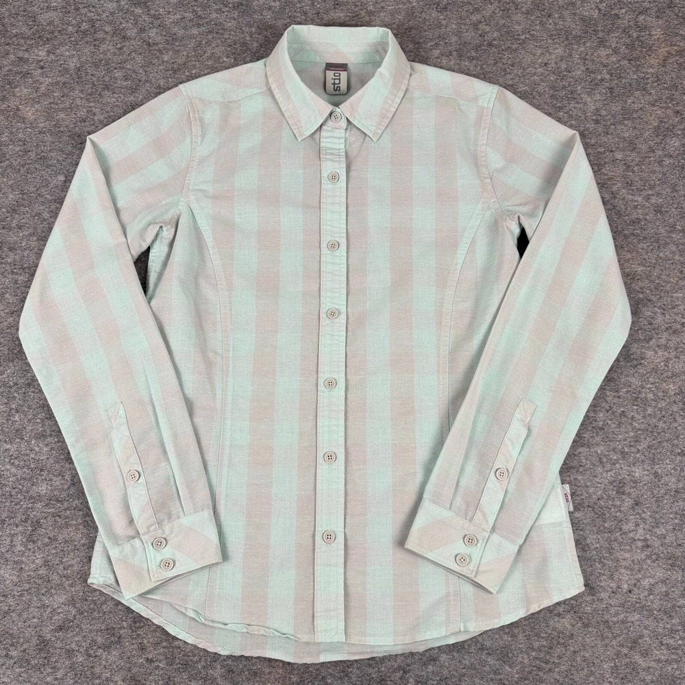 Stio Button Up Shirt Plaid Cotton Polyester Linen Womens XS